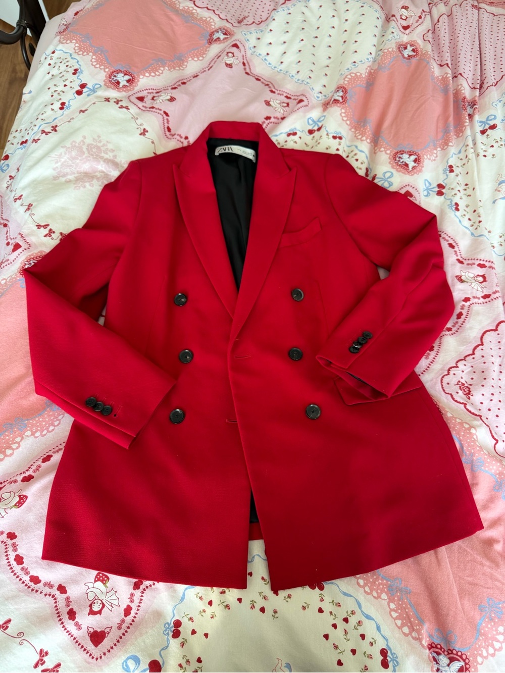 Red Double-Breasted Blazer Jacket